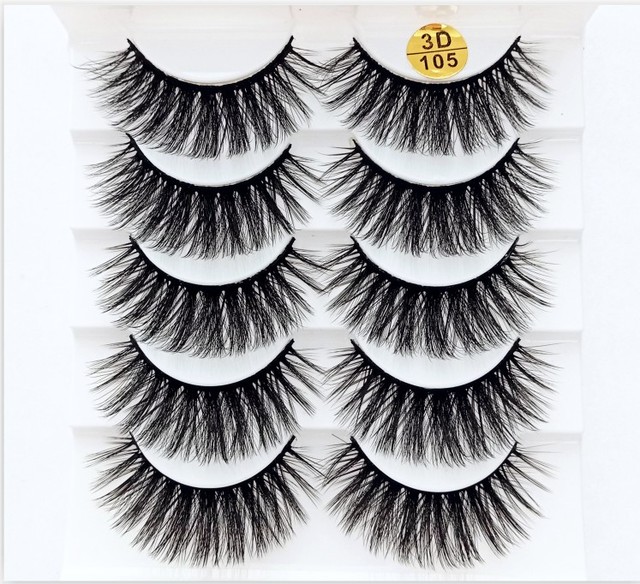 5 pairs 3D mink false eyelashes natural makeup eyelash extension long cross volume soft fake eye lashes winged faux cils