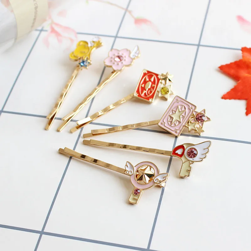 Card Captor SAKURA Wavy Hairpin Clips Enamel Bobby Pin Cosplay KINOMOTO SAKURA Women Hair Accesso Prop