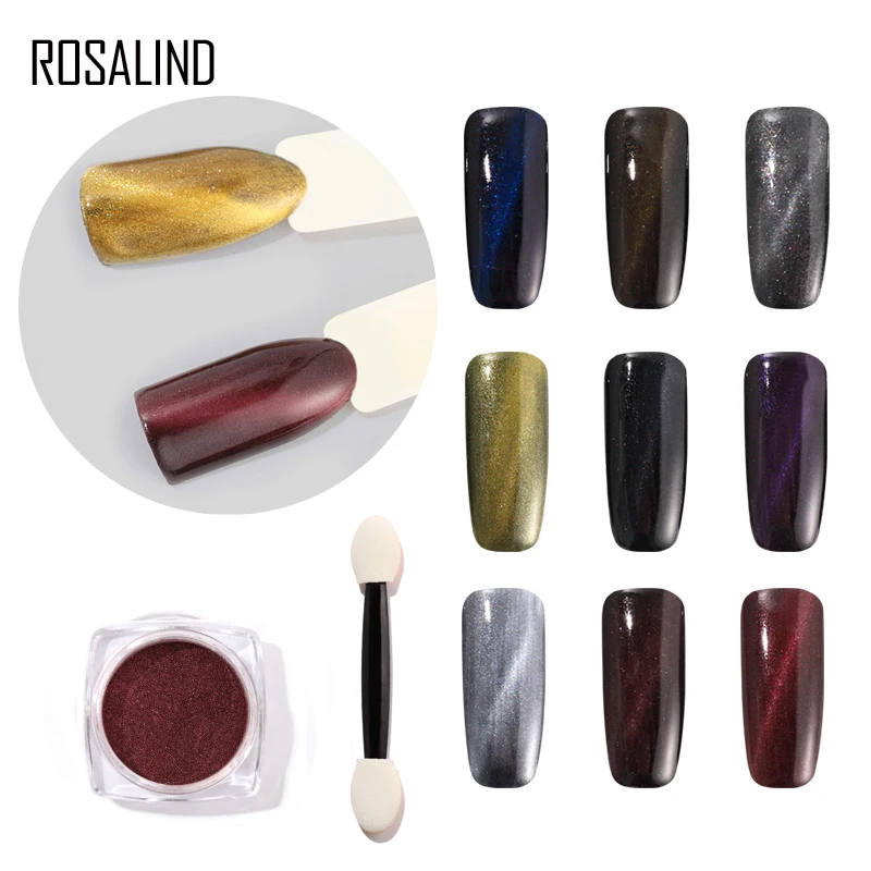 

ROSALIND 1 PCS New Cat Eye3D Effect Nail Glitter Chrome Powder Nail Art Long-Lasting UV LED Decoration Spangles Nails Dipping