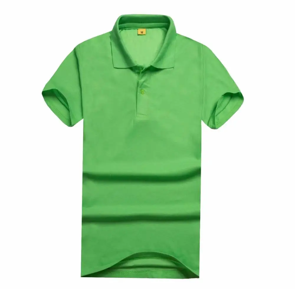 Мужская рубашка поло с принтом логотипа Повседневная Новая мужская хлопковая с коротким рукавом DIY Фирменная форма Одежда для работы мужские рубашки для мальчиков топы - Цвет: Apple green