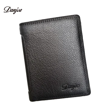 

DANJUE RFID Blocking Men Wallets Genuine Leather Male Purse Trifold Coin Purse Business Card Holder Bag Cowhide Money Bag