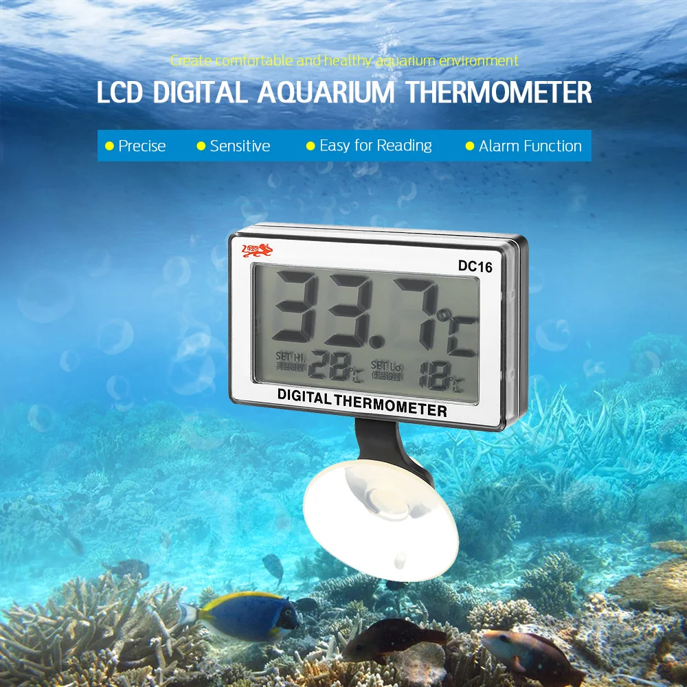 

Mini LCD Digital Fish Tank Aquarium Thermometer Digital Submersible Water Temperature Meter 0C~50C High/Low Temperature Alarm