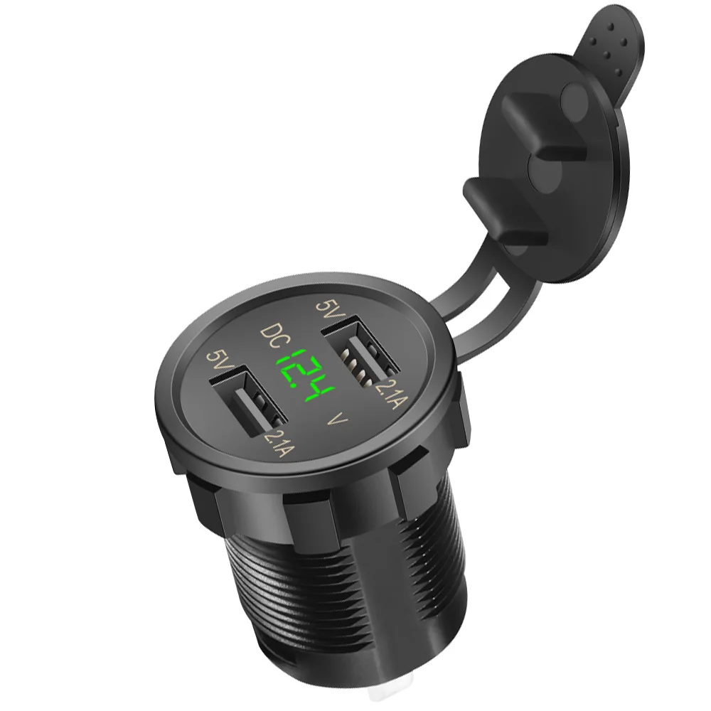 

Dual USB Car Charger 5V 4.2A Adapter Waterproof Interface Ports Female Seat Car Charger with LED Indicator Mobile Phone Chargers