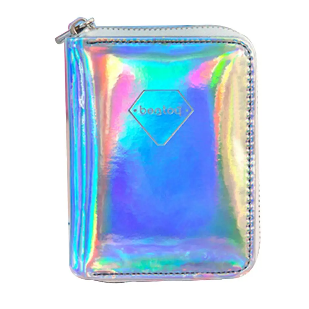 

Holographic Women Leather Small Wallet Bag Zipper Purse Card Holder