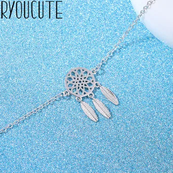 

2019 Bijoux New Designer Silver Color Feather Bracelets For Women Fashion Girls Chain Bracelet Wholesale