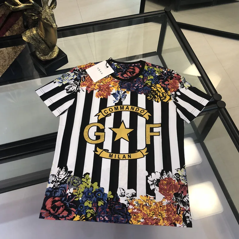 

Fashion Men's Tops & Tees 2019 Runway Luxury famous Brand European Design Short Print party style T-Shirts Men's ClothingWD03115