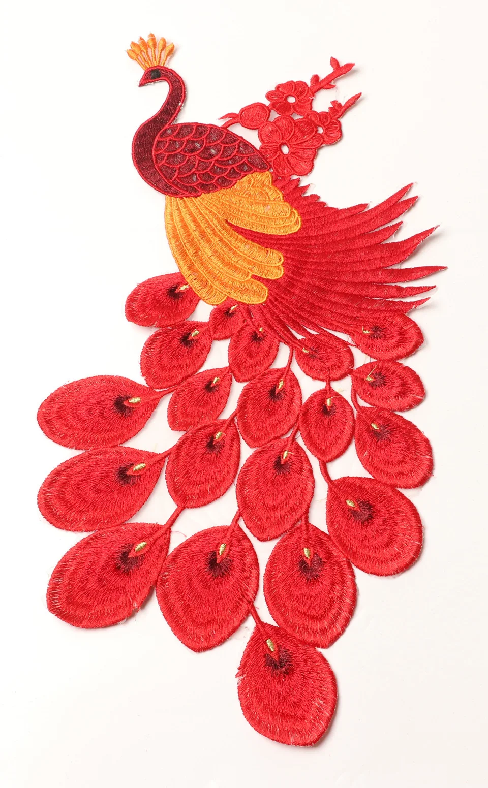 3D аппликация кружевная Вышивка хорошее качество вышивка вышитый Золотой Феникс Аппликация цветы павлин