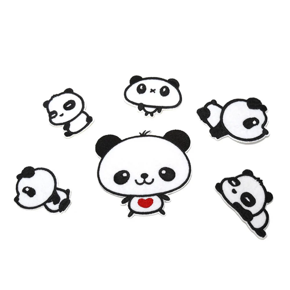 Baru 6 Pcs Lot Kartun Hewan Panda Besi Pada Patch Untuk Pakaian