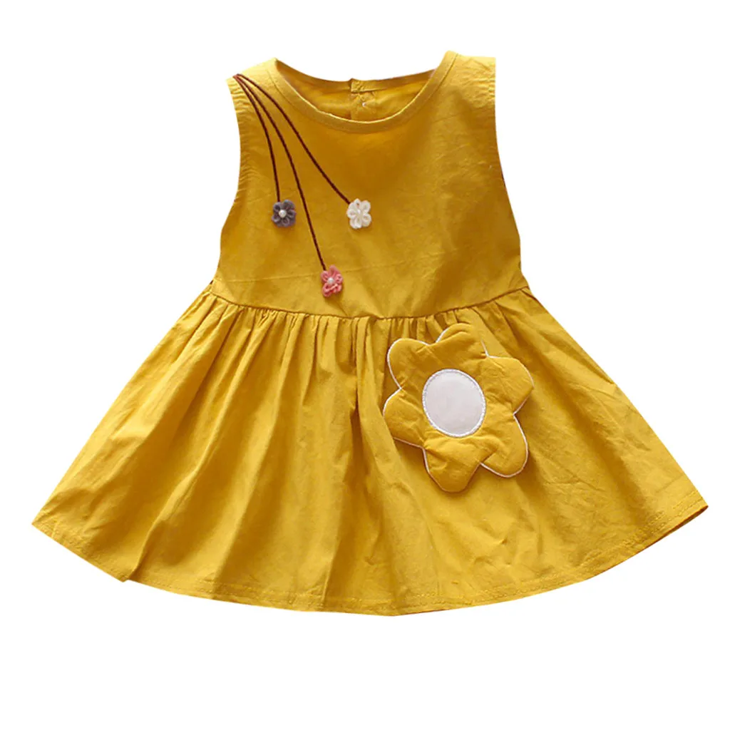 

baby girl dress Sleeve Casual Flower Princess Dress Sundress Clothes Toddler Kid Baby Girl robe bebe fille Yellow dress