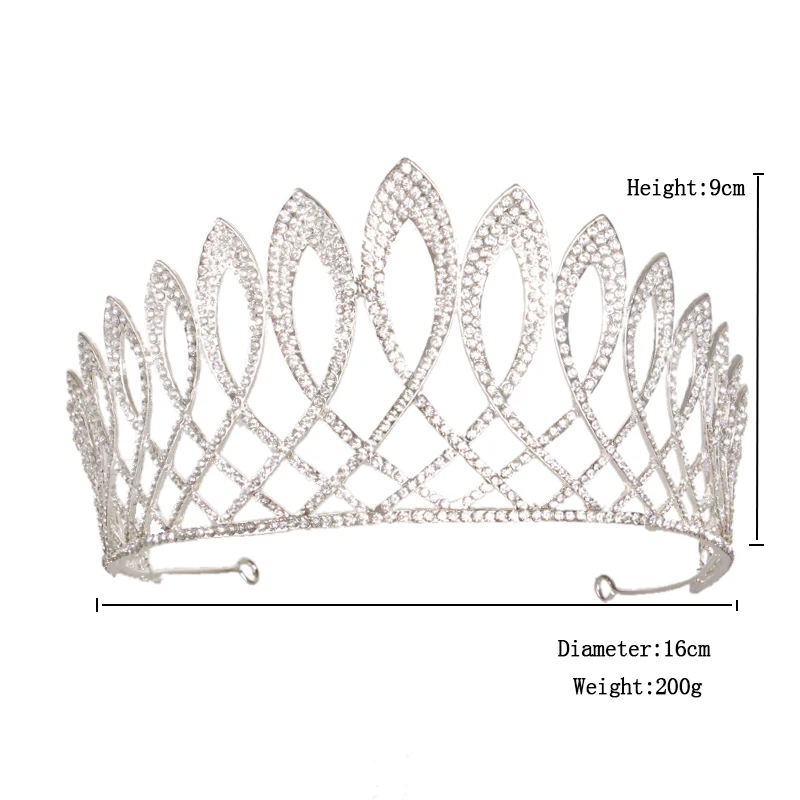 Мода полный; стразы; обувь для невесты для волос в виде короны роскошный большой тиара венец для свадьбы свадебные queen головные уборы, Свадебные прически Аксессуары