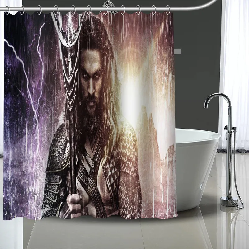 

Custom Aquaman Pattern Decor Curtains Polyester Bathroom Waterproof Shower Curtain With Plastic Hooks