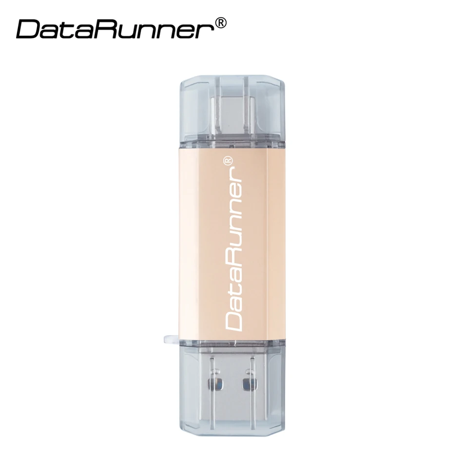 DataRunner USB флеш-накопитель OTG 2 в 1 USB3.0& type-C флеш-накопитель 16 ГБ 32 ГБ 64 Гб 128 ГБ 256 ГБ Флешка USB флешка 3,0 карта памяти - Цвет: Золотой