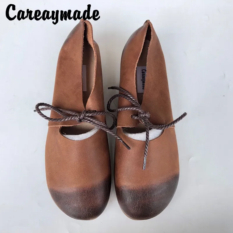 

Careaymade-2019 new flat heel spring and autumn season Genuine leather leisure shoes,pure handmade retro Mori girl shoes,3 color