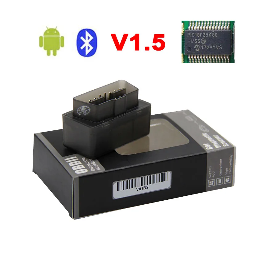 10 шт. ELM327 V1.5 PIC18F25K80 elm 327 v1.5 для Android/PC OBD2 Bluetooth сканер OBD 2 OBD2 диагностический инструмент ODB2 считыватель кодов - Цвет: Black