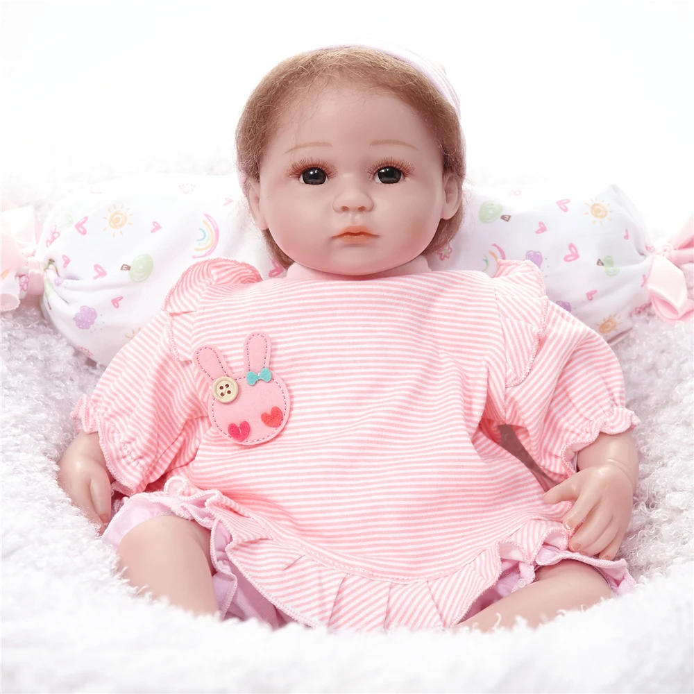 45CM Baby Dolls Lifelike Reborn Baby Doll Action Figure Toys Silicone Children Toy with Hair