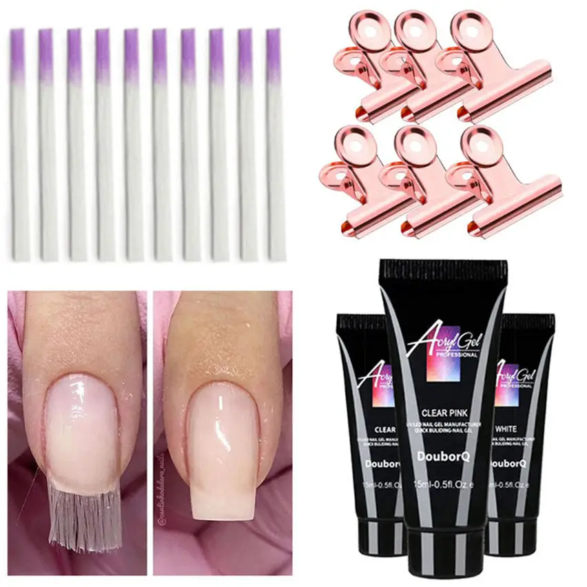 Fibernails стекловолокно для наращивания ногтей Акриловые Советы маникюрный салон набор инструментов волокно ногтей шелк расширение гвоздь LE