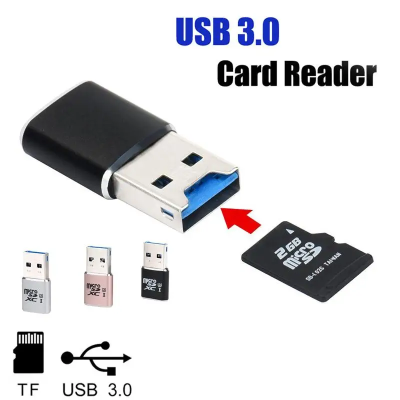 CEWAAL USB 3,0 Mini MICRO SD SDXC алюминиевый сплав считыватель карт памяти адаптер разъем мини-считыватель карт черный серебристый розовое золото