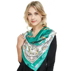 2019 шёлковый шарф, модный атласный шарфы-шали большого размера 90*90 см квадратный шелковый платок для волос женский платок для дам