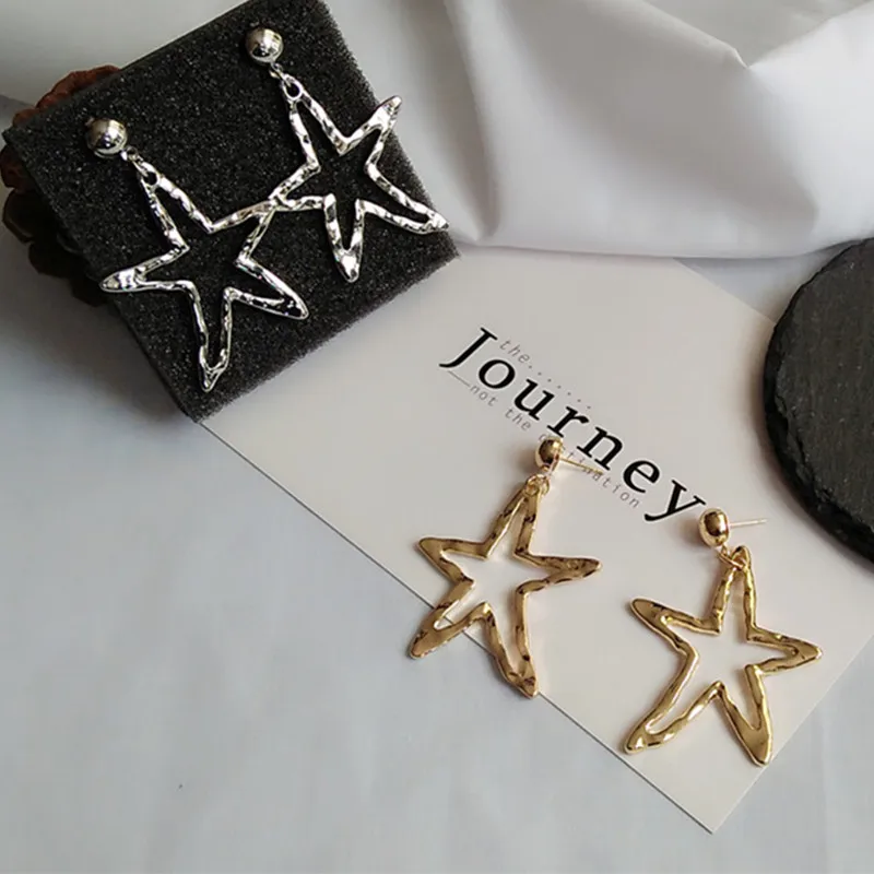

2018 Punk Gold Silver Color Geometric Star Drop Earring Statement Pendientes Brincos Earring For Women Party New Jewelry