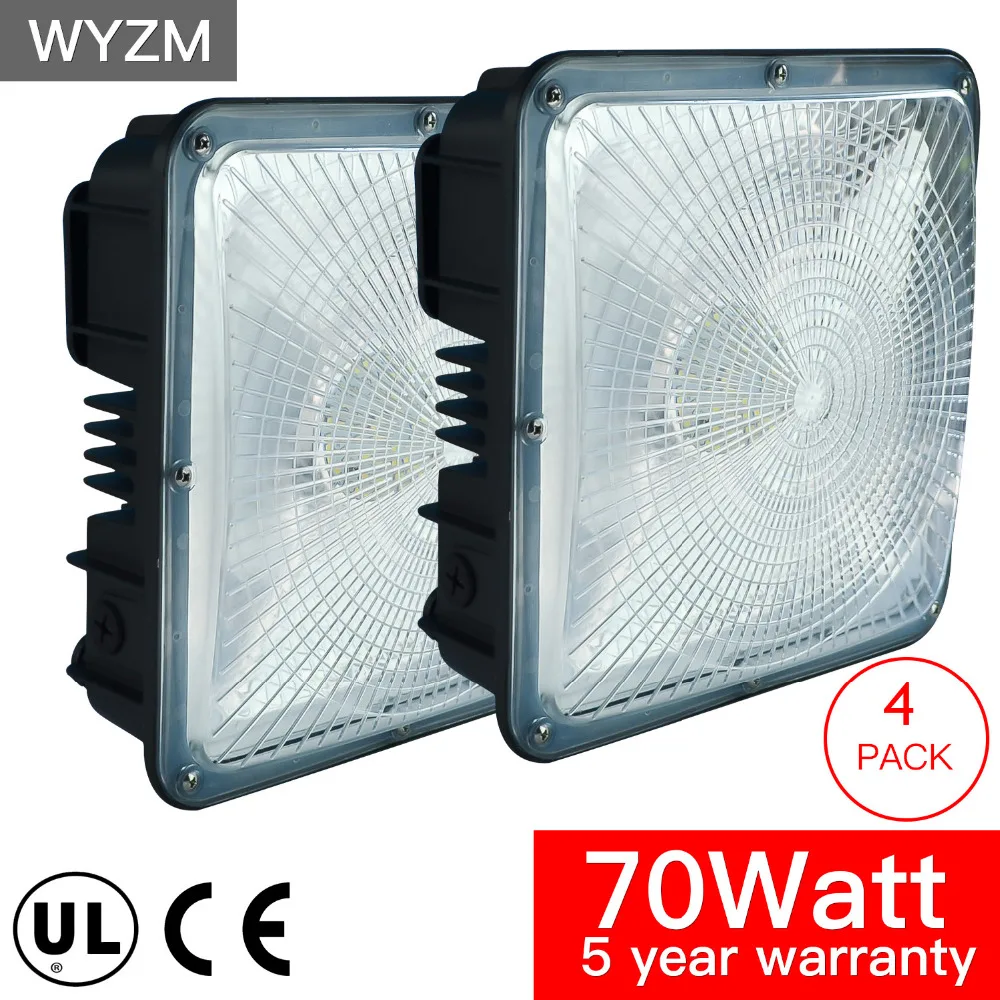 

Ship From USA 4 Pack 70 Watt LED Canopy Light UL-Listed DLC-Qualified Lamp Fixture 7700LM For Gas Station Garage Parking