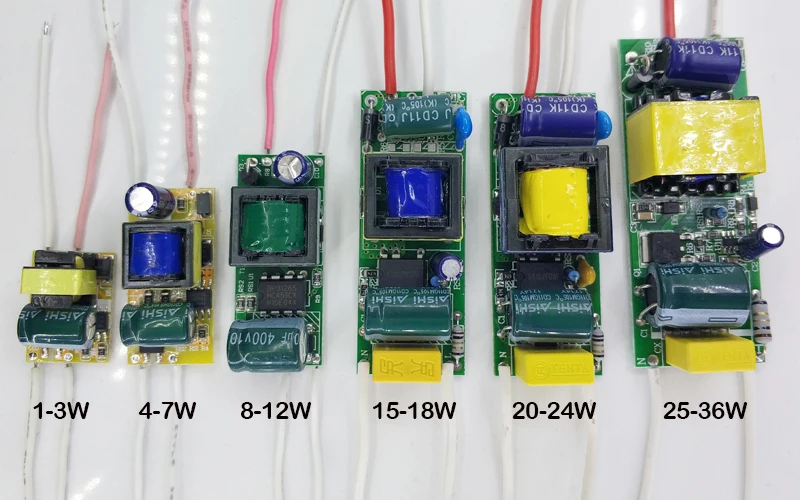 1-3 Вт, 4-7 Вт, 8-12 Вт, 15-18 Вт, 20-24 Вт, 25-36 Вт Светодиодный источник питания со встроенным постоянным током 85-265 в на выходе 300 мА трансформатор