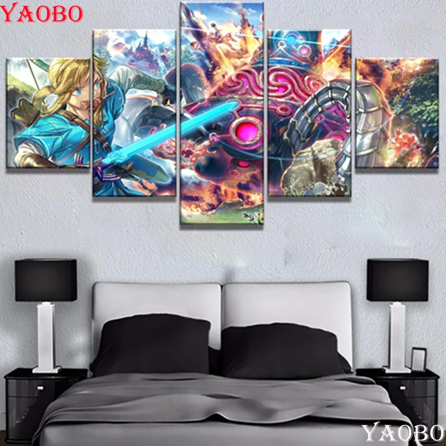 

5 pcs diamond embroidery Legend Of Zelda diy diamond painting full square/round diamond mosaic crystal painting Children's gifts