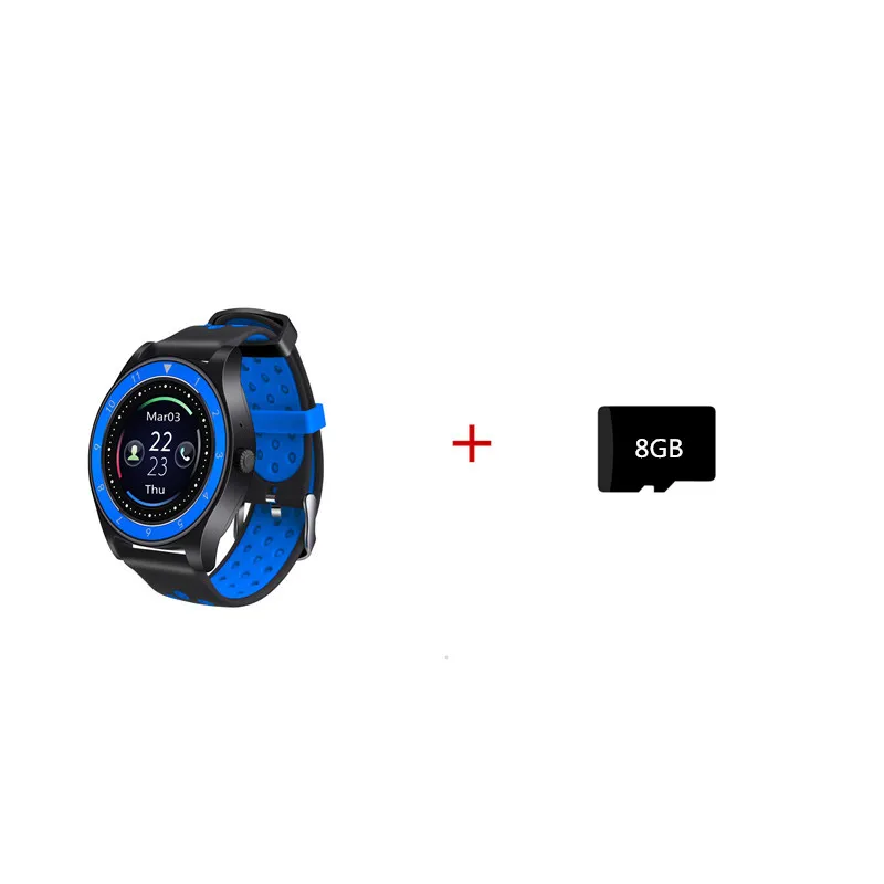 Цветной ips экран Смарт-часы телефон фитнес-трекер спортивные наручные часы Поддержка SIM TF карта Шагомер монитор сна 0.3MP камера - Цвет: Black Blue 8GB