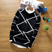 *#Best Price Clothes Mens Sweaters 2019 Classic Simplicity Pullover O-Neck Sweater Men Plaid Long Sleeves Blue Black Teenagers Sweaters *#Best Price Clothes Mens Sweaters 2019 Classic Simplicity Pullover O-Neck Sweater Men Plaid Long Sleeves Blue Black Teenagers Sweaters