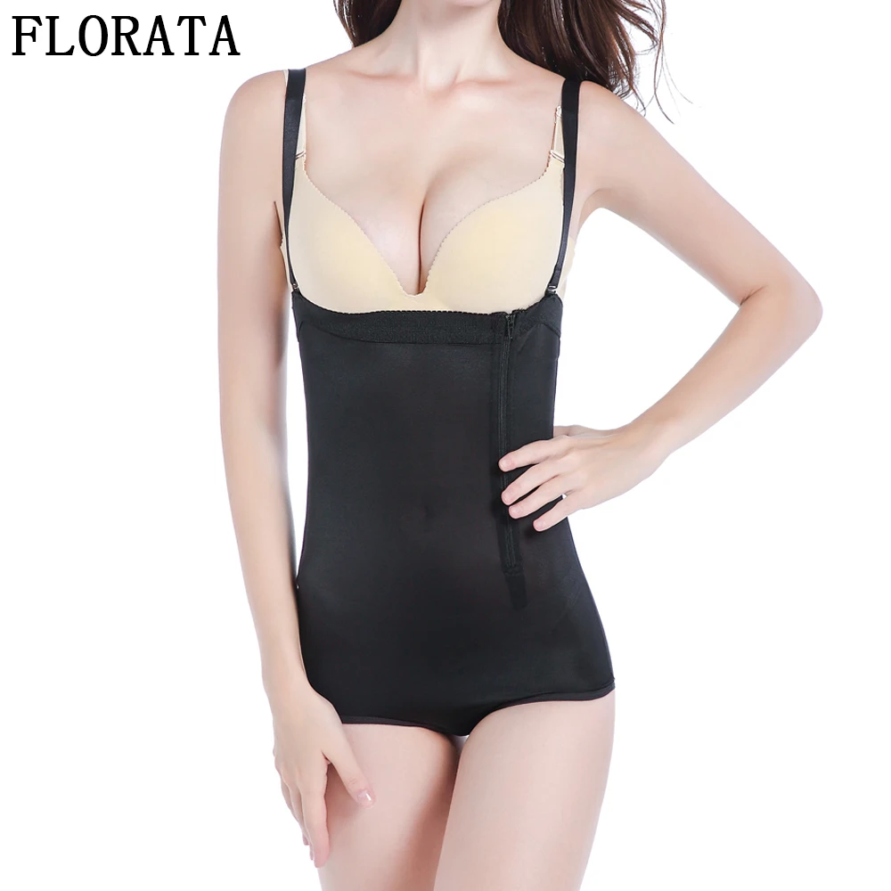 FLORATA Women New Top Zipper Body Shaper Slimming High-elastic BodySuits Waist Cincher Slim shapers do corpo as mulheres