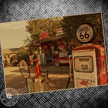 Заправочная Станция ВИНТАЖНЫЙ ПЛАКАТ ROUTE 66 USA картина ретро принт живопись ядро рисунок крафт-бумага Классическая Настенная Наклейка
