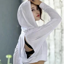 Новая женская рубашка для йоги с длинным рукавом для фитнеса, спортивные рубашки для спортзала, сексуальная сетчатая дышащая Беговая футболка с капюшоном