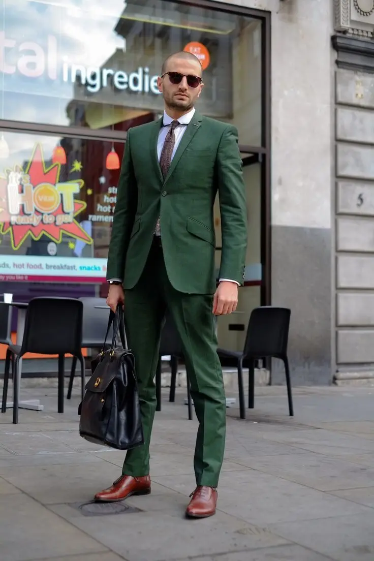 green armani suit