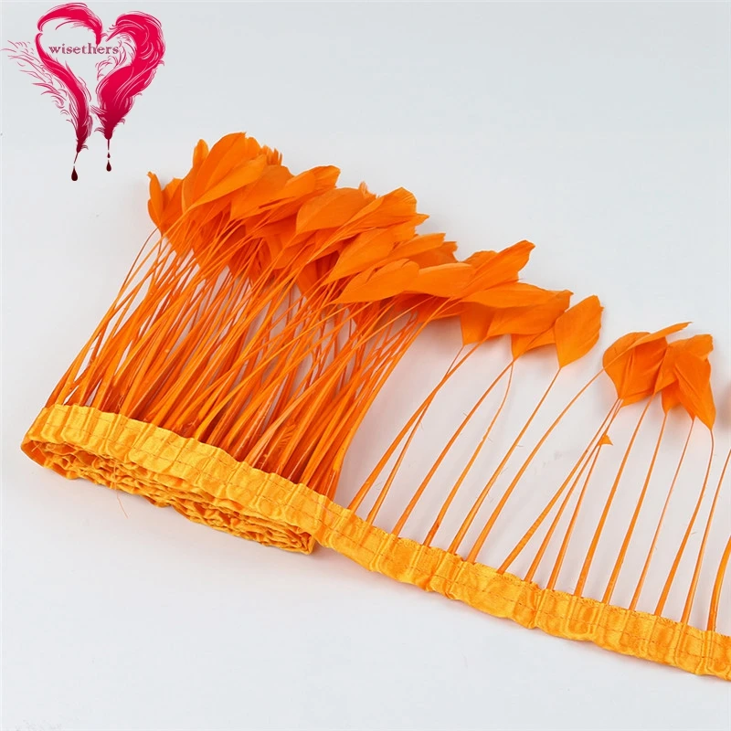 

17 Colors 1 Meter Width 15-20 CM Fancy Dyed Multicolored Stripped Goose Feather Sideband Trimming Lace Trim Dresses Decoration