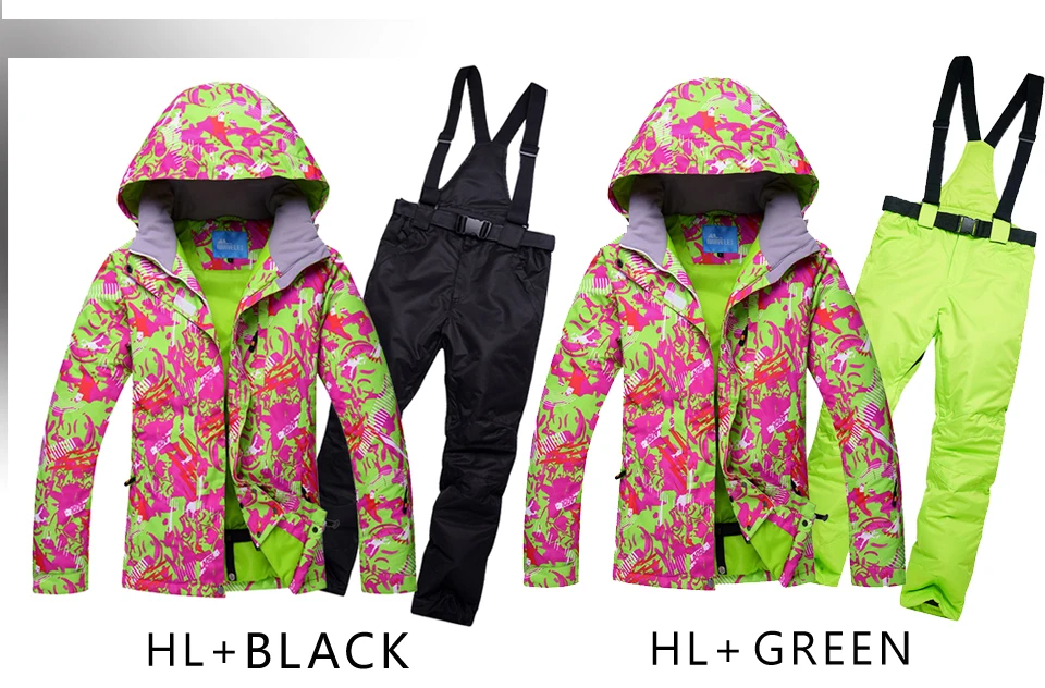 Зимняя куртка для снежной погоды, лыжный костюм, женские зимние штаны и куртка, водонепроницаемая ветрозащитная цветная одежда для сноуборда, игр