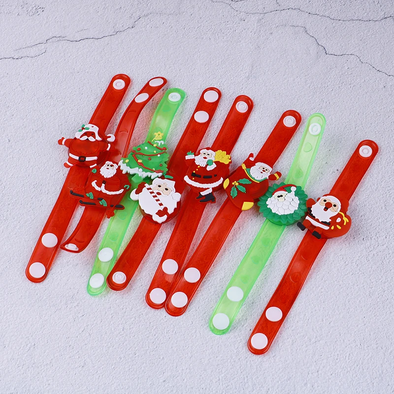Snowman Santa Claus Clap Ring Toy Creative Glowing Watch Christmas Decoration Bracelet Xmas Ornament Gifts Christmas Supplies