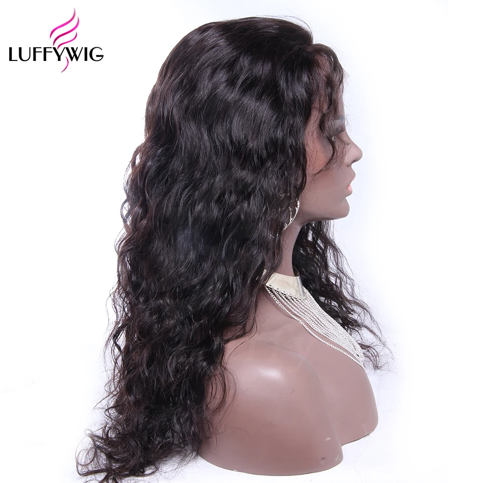 LUFFYHAIR, плотность 250, 13x6, человеческие волосы на кружеве, парики, волна воды, кружевной парик, предварительно выщипывание, бразильские волосы remy с детскими волосами для женщин