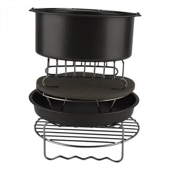 

Air Fryer Accessories 8 Inch For 9 Pieces Air Fryer Cake Barrel Pizza Pan Silicone Mat Bread Shelf Food Clip Metal Rack Holder