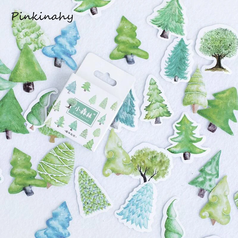 

45pcs/box Merry Christmas Tree Forest Trees Decoration Adhesive Stickers Diy Cartoon Stickers Diary Sticker Scrapbook Stationery