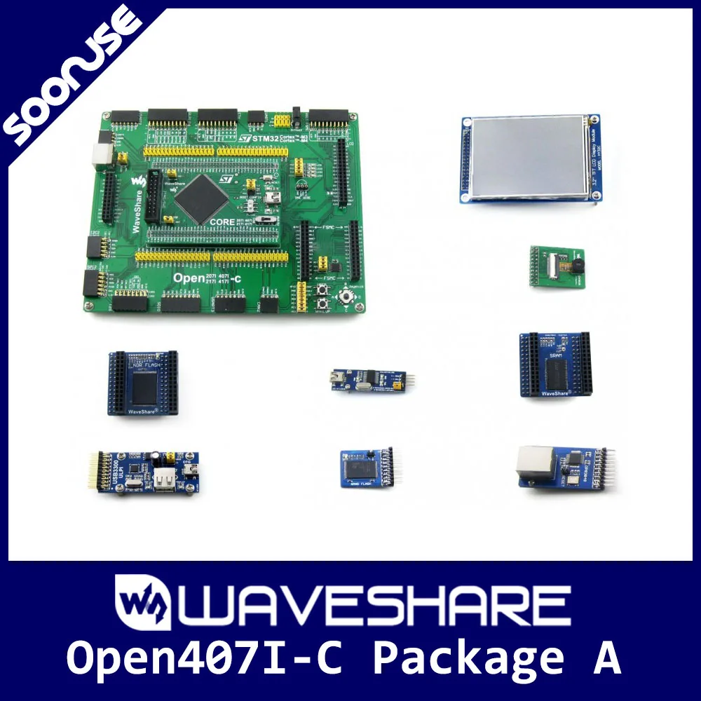 Waveshare Open407I-C пакет STM32F407IGT6 ARM Cortex-M4 STM32 макетная плата + PL2303 USB, UART модуль + 3,2 дюймовый ЖК-дисплей