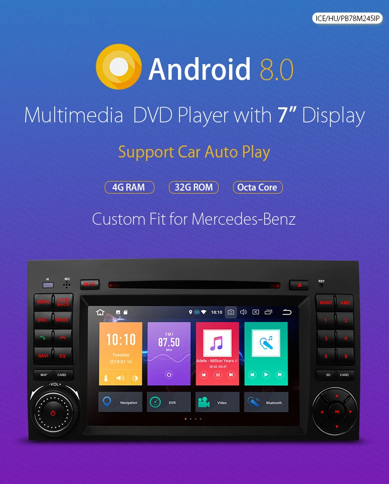 Best 7" Android 8.0 OS Car DVD Multimedia Navigation GPS Radio for Mercedes-Benz A-Class W169 2004-2012 & Sprinter W906 2006-2012 1