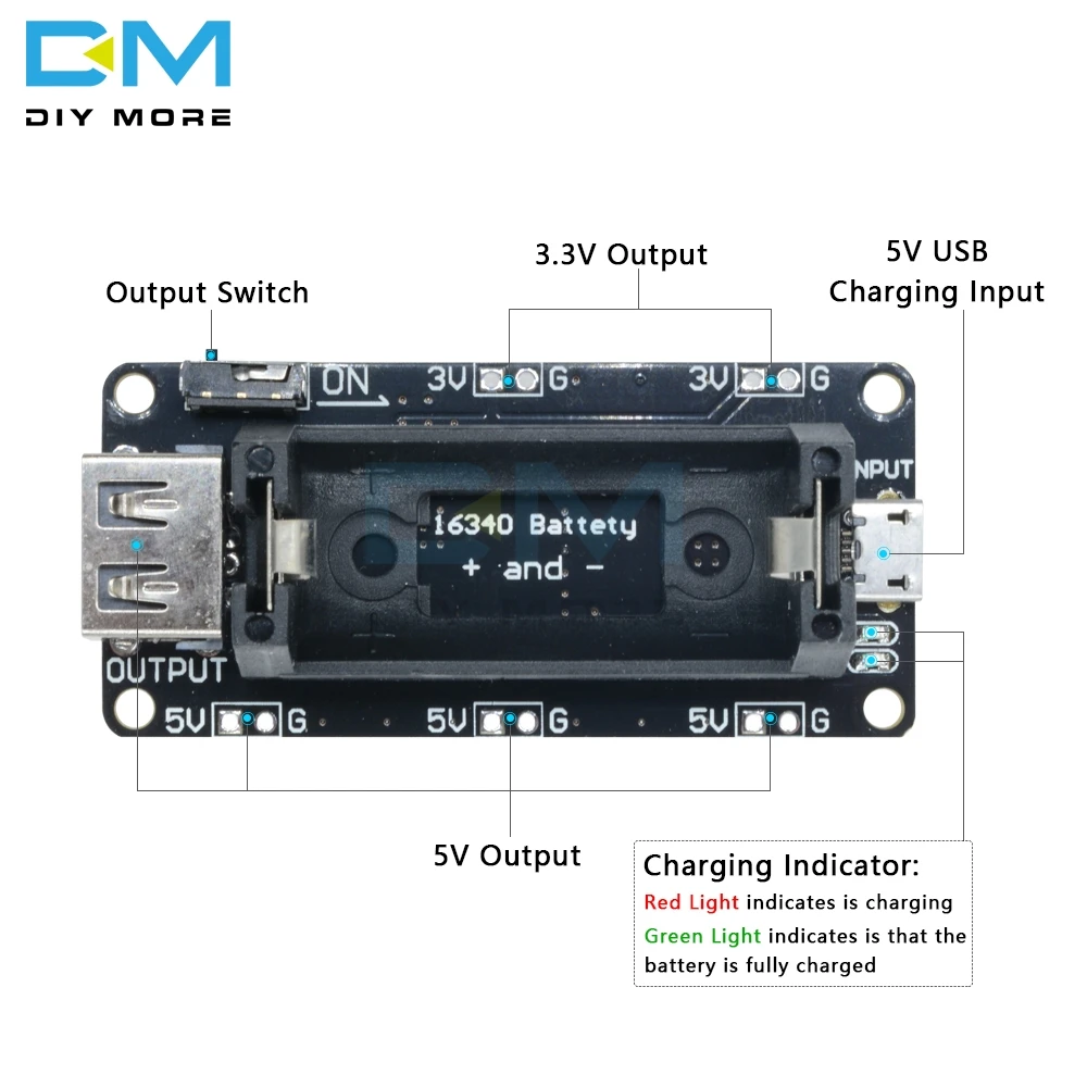 ESP8266 ESP32 Двойной 16340 литиевая батарея модуль USB Мобильный Банк Питания держатель батареи зарядное устройство плата модуль для Arduino UNO R3