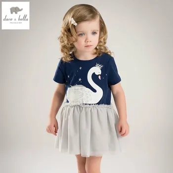 

DB4822 dave bella summer baby girls dress infant clothes toddle dress baby beautiful swan dress kid 1 pc fashionable