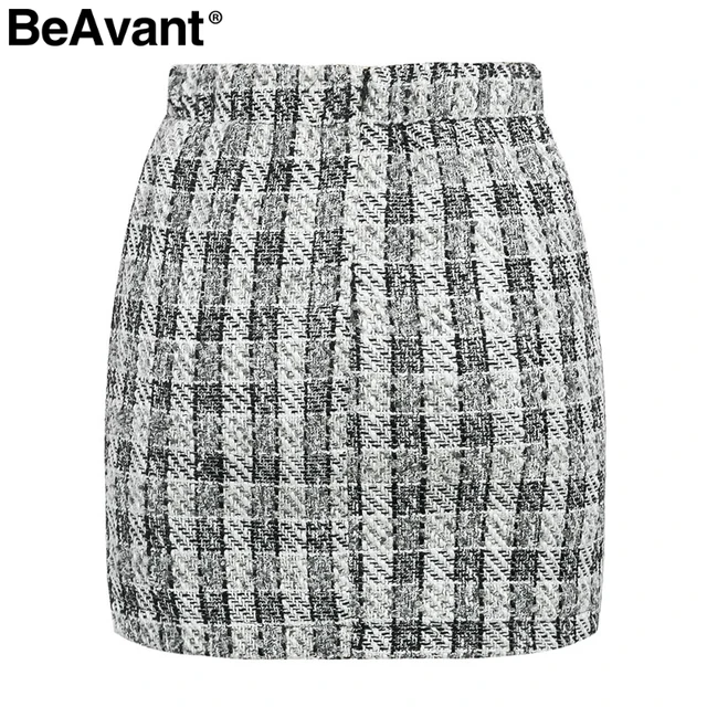 BeAvant Two-piece set plaid tweed women suit Casual streetwear blazer suits female blazer sets Office ladies blazer tops 2019 -