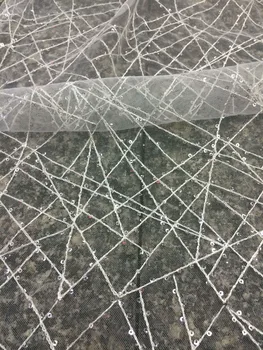 

Latest African French Lace Fabric S-6243 High Quality Nigerian Net Tulle Lace With sequins Wedding Party