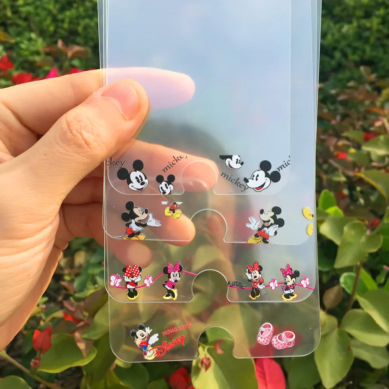

10sets/lot 4.7/5.5 Cartoon Print Disny Minnie Love Front Screen tempered glass Protector For iPhone6s/7plus 8PLUS body Protect