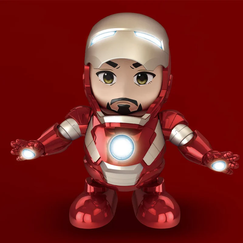 Hero Dance Железный человек фигурка игрушка электрический светодиодный фонарик звук
