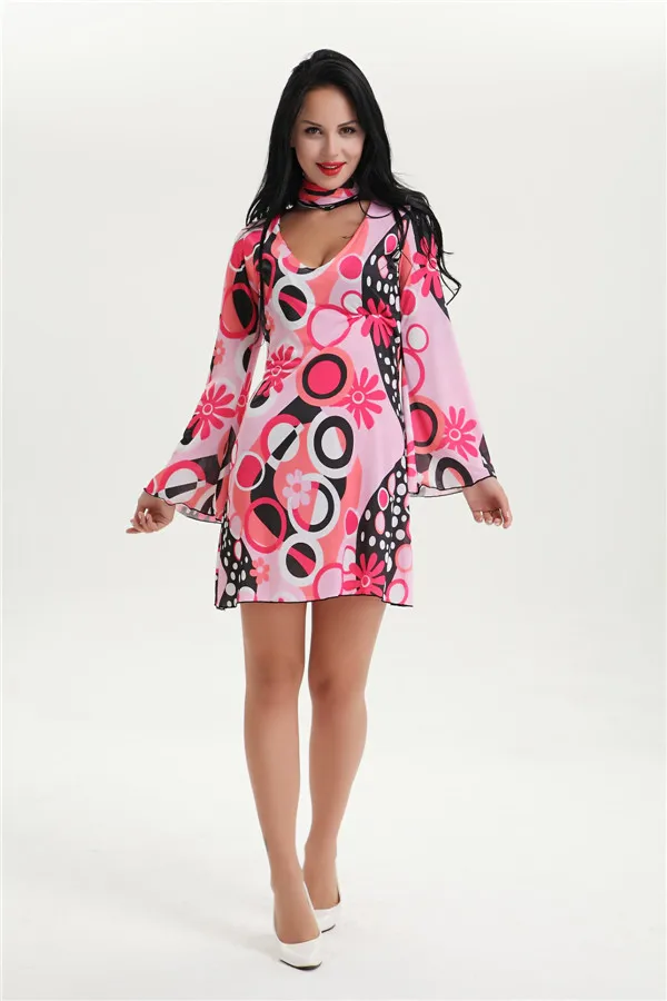 

60s 70s Go Go Retro Hippie Dancing Groovy Hippy Disco Fancy Dress Up Costume