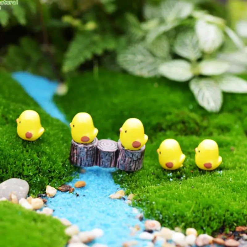 10Pcs/set Easter Party Mini Chicken Ornament Lovely Resin Fairy Miniature Garden Scene Home/Garden Crafts Decoration