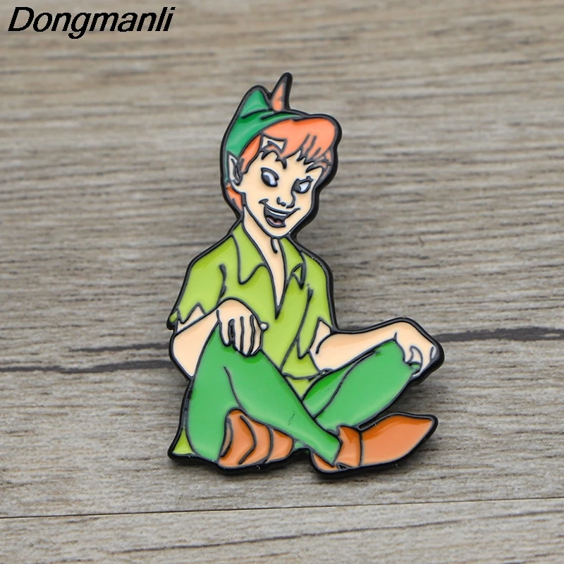 

L3610 Peter Pan Enamel Pin Brooches Cartoon Creative Metal Brooch Pins Denim Hat Badge Collar Jewelry 1pcs