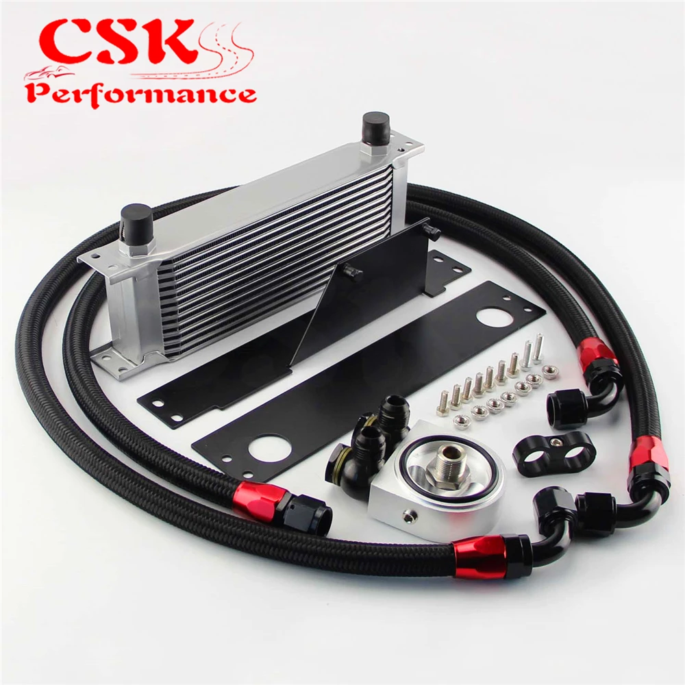 ^*Best Offers 13 Row AN10 Racing Engine Oil Cooler Kit Fits For 01-05 Subaru Impreza WRX/STi Black / Silver